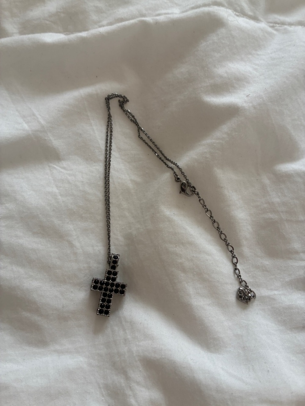 Swarovski Black Crystal Cross Pendant Necklace